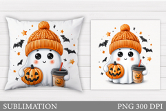 Cute Ghost Pillow Design. Cute Halloween Sublimation Product Image 1