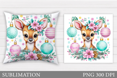 Christmas Deer Pillow Design. Christmas Pillow Sublimation Product Image 1