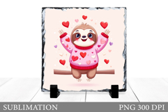 Valentines Slate Design. Valentines Sloth Sublimation Product Image 1