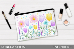 Flowers Makeup Bag Design. Floral Makeup Pouch Sublimation Product Image 1