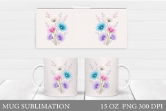 Flowers Mug Sublimation. Floral Mug Wrap Design Product Image 1