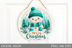 Cute Snowman Door Sign Design. Christmas Sublimation Product Image 1