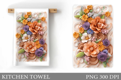 Flowers Kitchen Towel. Floral Kitchen Towel Sublimation Product Image 1