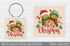 Cute Gingerbread Keychain. Christmas Keychain Sublimation Product Image 1