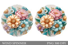 Flowers Wind Spinner Design. Floral Wind Spinner Sublimation Product Image 1