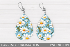 Flowers Earring Sublimation. Daisy Flowers Earring Design Product Image 1