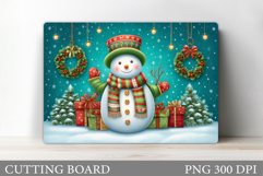 Cute Snowman Cutting Board. Christmas Cutting Board Design Product Image 1