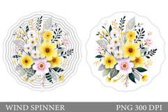Flowers Wind Spinner Design. Floral Wind Spinner Sublimation Product Image 1