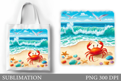 Crab Tote Bag Design. Sea Tote Bag Sublimation Product Image 1