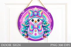 Cute Snowman Door Sign Design. Christmas Sublimation Product Image 1