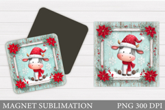 Christmas Cow Magnet. Christmas Magnet Sublimation Product Image 1