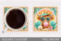 Summer Cow Coaster Design. Summer Cow Sublimation Product Image 1