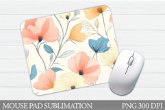 Floral Mouse Pad Sublimation. Flowers Mouse Pad Design Product Image 1