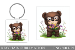 Cute Bear Keychain Design. Cute Bear Sublimation Product Image 1