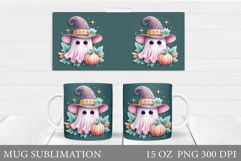 Ghost Mug Design. Cute Halloween Mug Sublimation Product Image 1