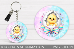 Easter Chick Keychain Sublimation. Easter Keychain Design Product Image 1