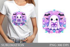 Halloween Ghost Sublimation. Cute Ghost T-Shirt Design Product Image 1