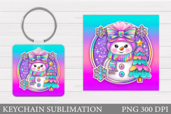 Cute Snowman Keychain Design. Christmas Keychain Sublimation Product Image 1
