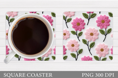 Floral Coaster Design. Flowers Coaster Sublimation Product Image 1