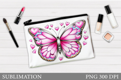 Butterflly Sublimation. Butterfly Makeup Bag Design Product Image 1