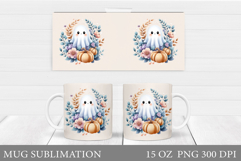 Halloween Ghost Mug Design. Cute Halloween Mug Sublimation Product Image 1