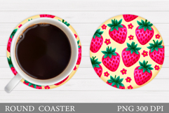 Strawberry Coaster Sublimation. Berries Coaster Design Product Image 1