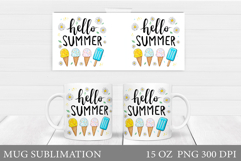 Summer Mug Sublimation. Hello Summer Mug Wrap Design Product Image 1