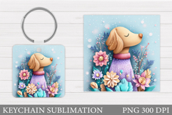 Cute Dog Keychain Design. Cute Dog Sublimation Product Image 1