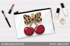 Cherries Cosmetics Bag Sublimation. Cherry Makeup Bag Design Product Image 1