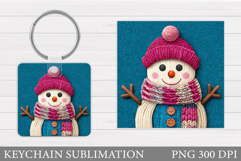 Crochet Snowman Keychain. Christmas Keychain Design Product Image 1