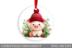 Cute Pig Christmas Ornament. Christmas Ornament Sublimation Product Image 1