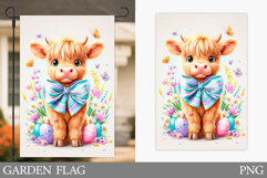 Easter Cow Garden Flag. Easter Garden Flag Sublimation Product Image 1