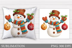 Cute Snowman Pillow Sublimation. Christmas Pillow Design Product Image 1