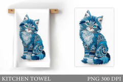 Cute Cat Kitchen Towel Design. Cute Cat Sublimation Product Image 1