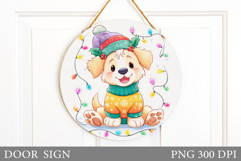 Christmas Dog Door Sign. Christmas Door Sign Sublimation Product Image 1