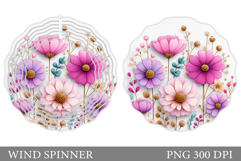 Flowers Wind Spinner Design. Floral Wind Spinner Sublimation Product Image 1