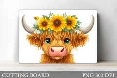 Cute Cow Cutting Board Design. Cow Flowers Cutting Board Product Image 1