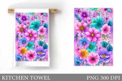 Floral Kitchen Towel Design. Flowers Kitchen Towel Product Image 1