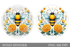 Bee Wind Spinner Sublimation. Flowers Wind Spinner Design Product Image 1