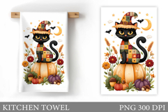 Halloween Cat Kitchen Towel. Halloween Kitchen Towel Design Product Image 1