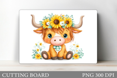 Cute Cow Cutting Board Design. Cow Flowers Cutting Board Product Image 1