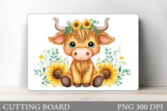 Cute Cow Cutting Board Design. Cow Flowers Cutting Board Product Image 1