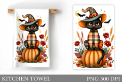 Black Cat Kitchen Towel. Halloween Kitchen Towel Design Product Image 1