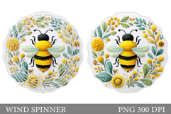 Bee Wind Spinner Sublimation. Flowers Wind Spinner Design Product Image 1