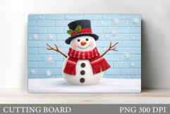 Cute Snowman Cutting Board. Winter Cutting Board Sublimation Product Image 1