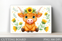 Cute Cow Cutting Board Design. Cow Flowers Cutting Board Product Image 1