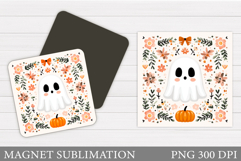 Cute Ghost Magnet Design. Halloween Pumpkin Magnet Product Image 1
