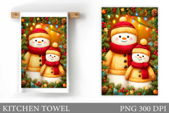 Snowman Kitchen Towel Design. Christmas Kitchen Towel Product Image 1