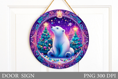 Polar Bear Door Sign Design. Christmas Door Sign Sublimation Product Image 1