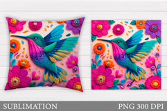 Hummingbird Pillow Design. Hummingbird Sublimation Product Image 1